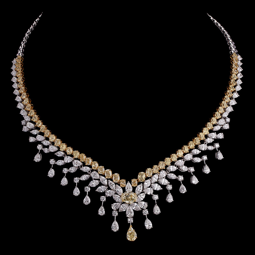 Canary and White Diamond Necklace