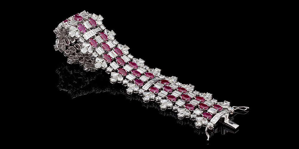 Cotemporary Ruby & Diamond Cocktail Bracelet