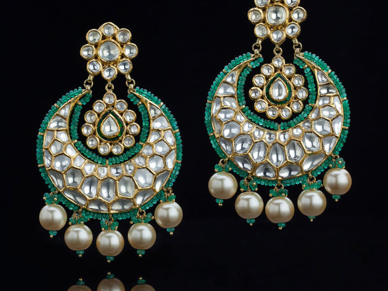 Classic Chand Balis with Emerald beads